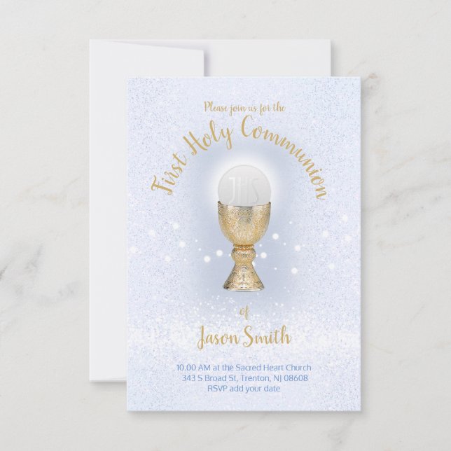 First Communion Chalice and Host Invitation (Front)