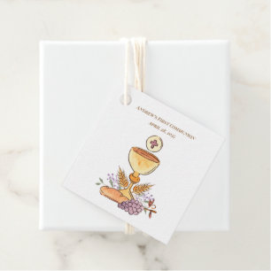 First Communion Chalice, Grapes, Wheat Favour Tags