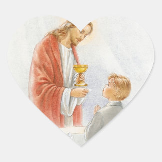 First communion confirmation boy heart sticker