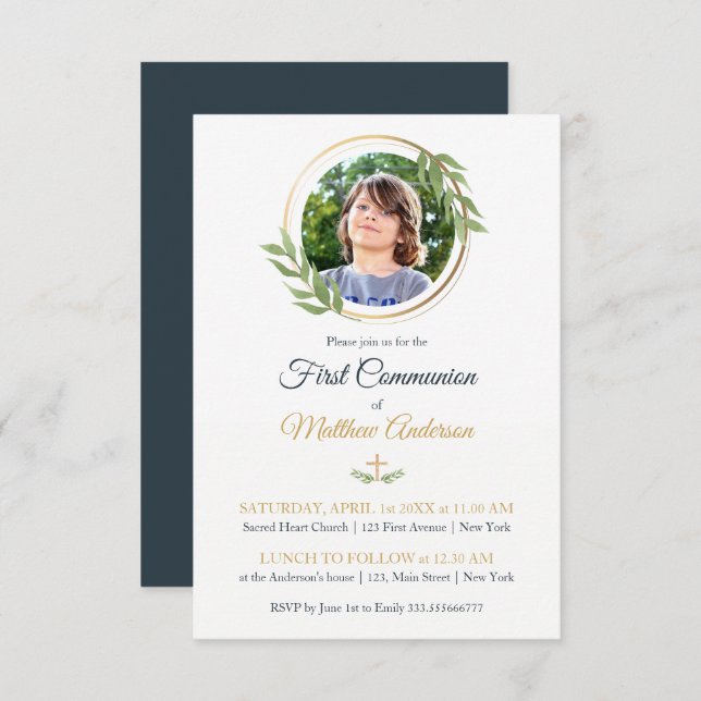 First Communion Custom Photography Invitation (Front/Back)
