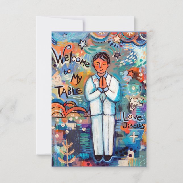 First Communion Customisable Prayer Card for boys (Front)