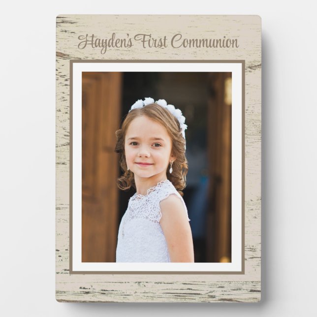 First Communion Day! Custom Photo tabletop plaque (Front)