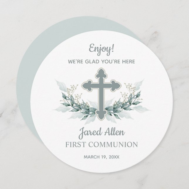 First Communion Dinner Plate Thank You Card (Front/Back)