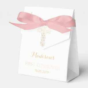 First Communion Favour Box, Gold Cross Box