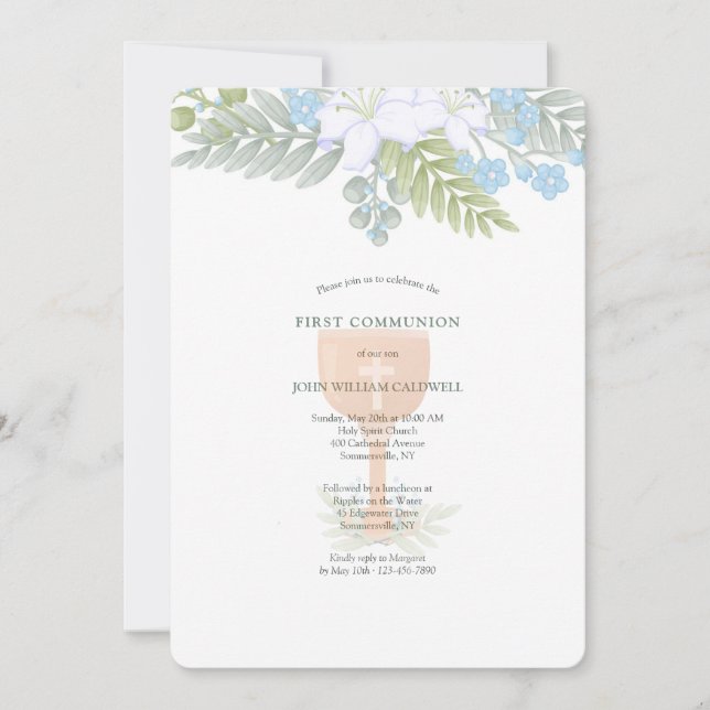 First Communion Floral Invitation (Front)
