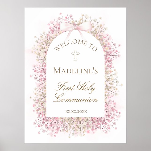 First Communion floral welcome Poster (Front)