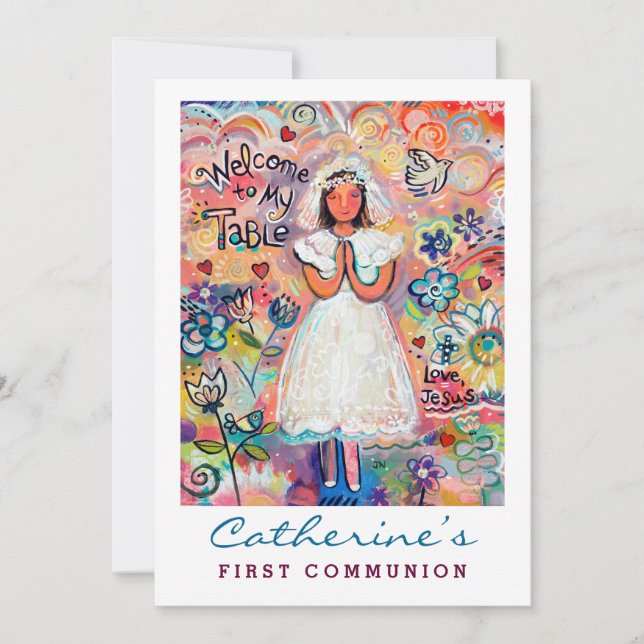 First Communion for Girl Customisable Invite (Front)