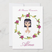 First Communion Girl Invitation with Floral Border