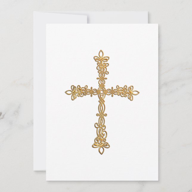 First Communion Gold Cross Invitation (Back)