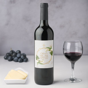 First Communion Gold Marble Calla Lilies  Floral Wine Label