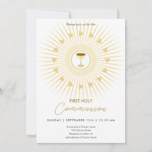 First Communion Gold with Chalice Invitation