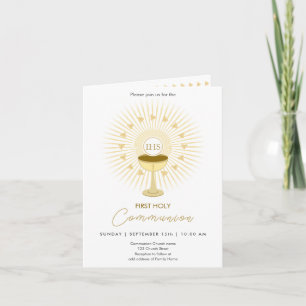 First Communion Gold with Chalice Invitation