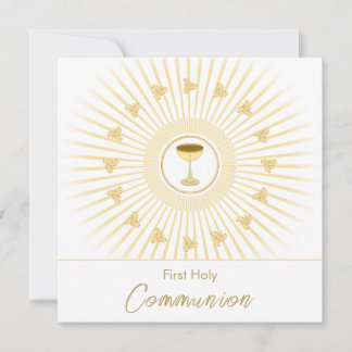 First Communion Gold with Cross, Invitation