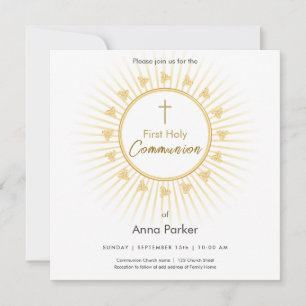 First Communion Gold with Cross, Invitation