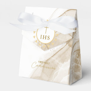 First Communion Gold with IHS lettering Invitation Favour Box