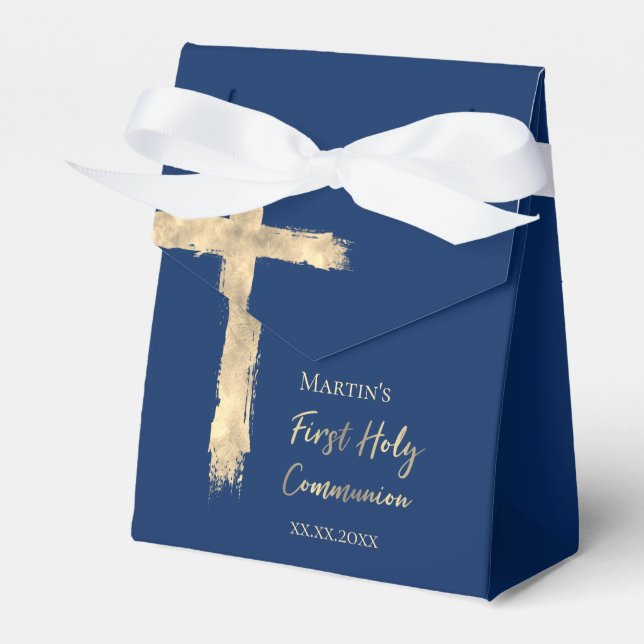 First Communion golden cross  Favour Box (Front Side)