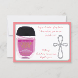First Communion Hand Sanitizer Favour Cards