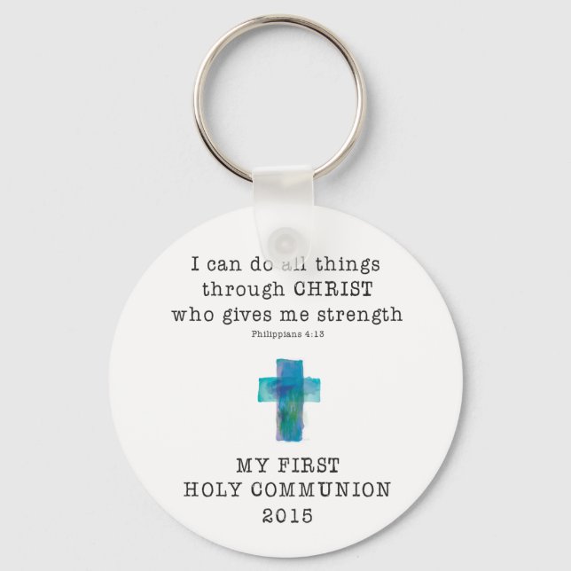 First Communion I Can Do All Things Key Ring (Front)