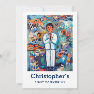 First Communion Invitation, Customisable for Boy Invitation