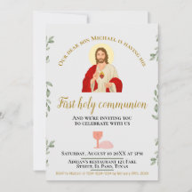 First communion invitation: Jesus, grail