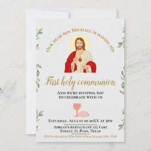First communion invitation: Jesus, grail Invitation