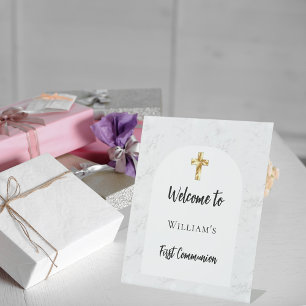First Communion marble arch welcome Pedestal Sign