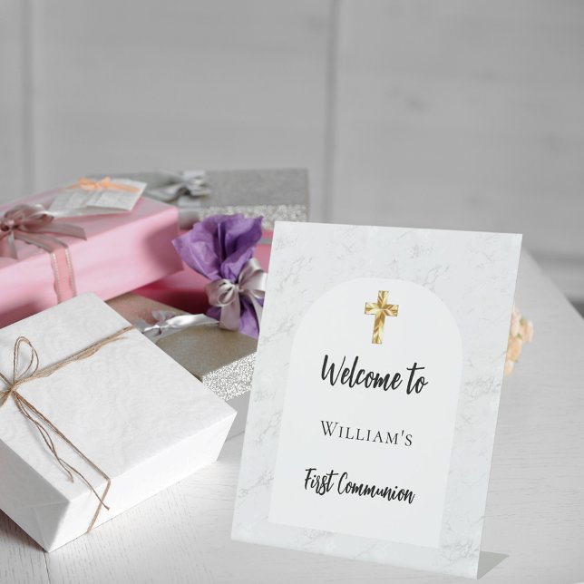 First Communion marble arch welcome Pedestal Sign (Creator Uploaded)