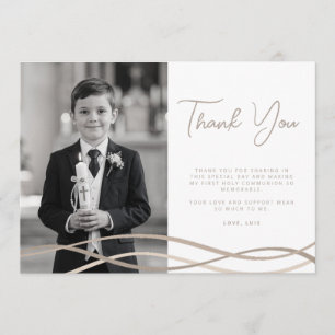 First Communion - Modern Photo Thank You Card
