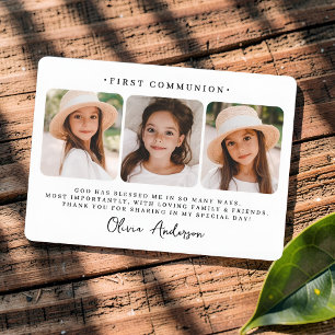 First Communion Modern Simple Chic Photo Thank You Card