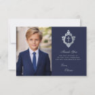 First Communion Navy Blue Vintage Boy Photo Crest