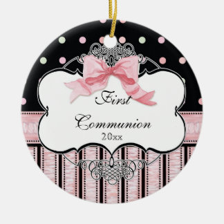 First Communion Ornament - French Bow Swirl
