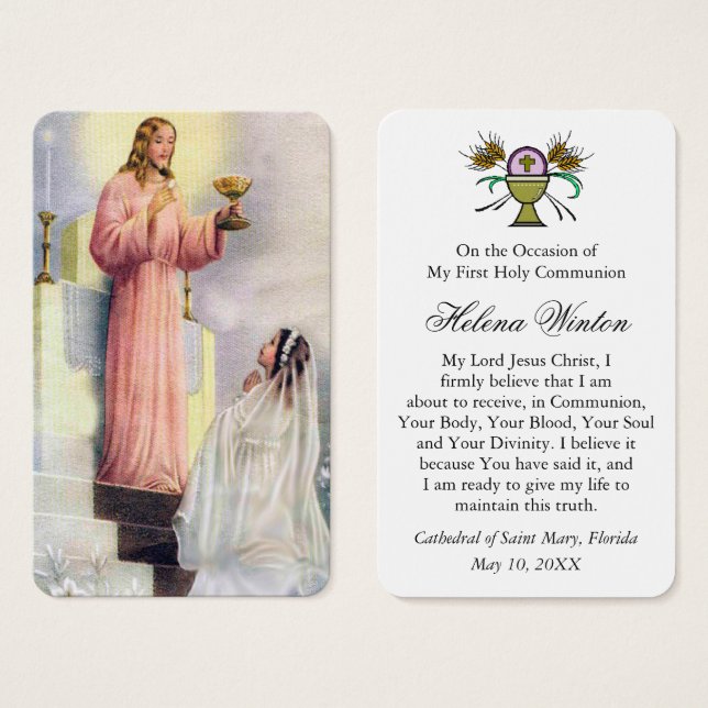 First Communion Prayers | Vintage Girl 1 (Front & Back)
