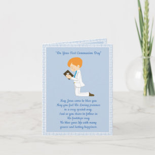 First Communion Red Hair Boy Card