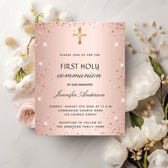 First communion rose gold invitation (Creator Uploaded)