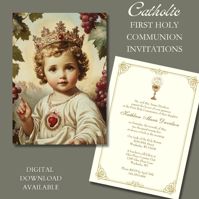 First Communion Sacred Heart Child Jesus  Invitation (Creator Uploaded)