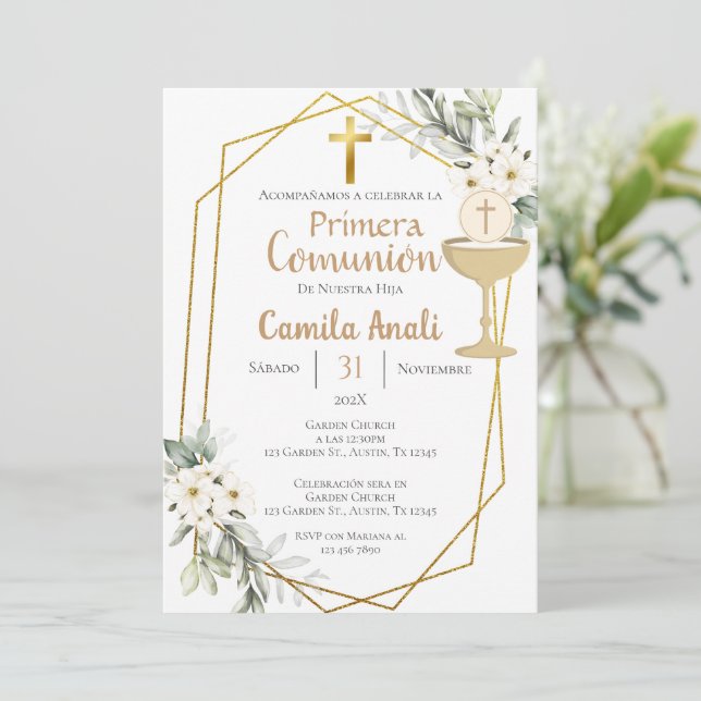 First Communion Spanish Invitation (Standing Front)