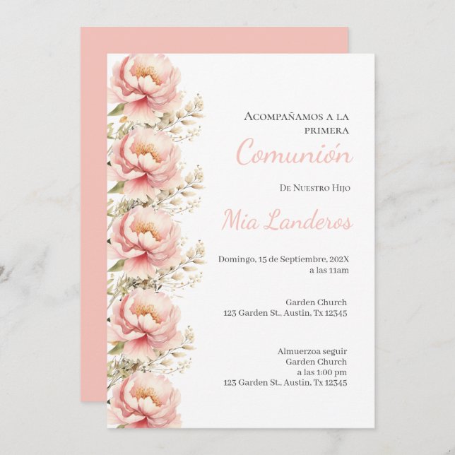 First Communion Spanish Invitation (Front/Back)