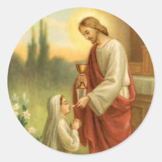First Communion Stickers: Eucharist in All Things Classic Round Sticker
