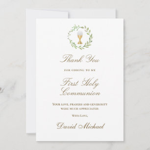 First Communion thank you Card
