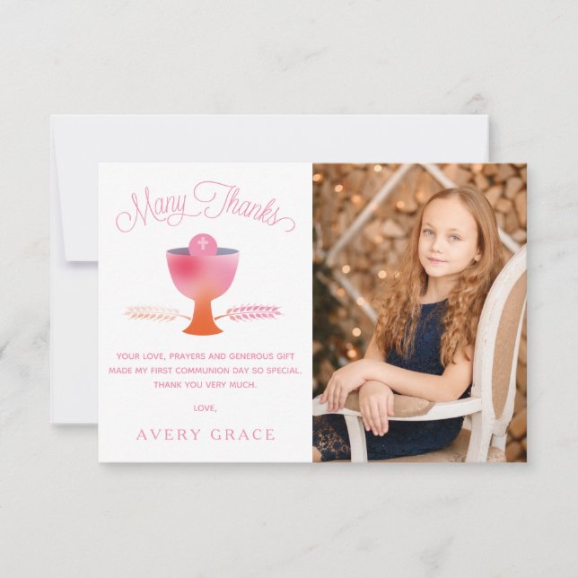 First Communion Thank You Card, Customised, Simple Card (Front)