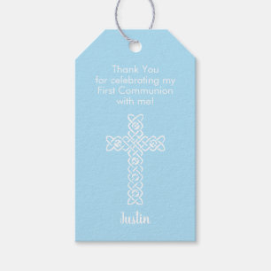 First Communion Thank You Favour Blue Gift Tags