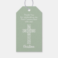 First Communion Thank You Favour Sage Green