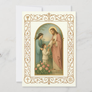 First Communion Vintage Boy with Jesus  Invitation