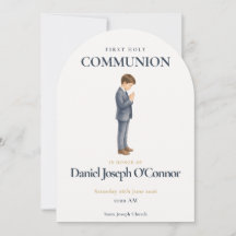 First Communion Watercolor Boy