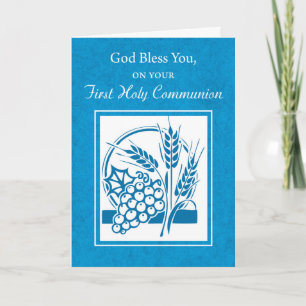 First Communion, Wheat, Grapes Blu Card
