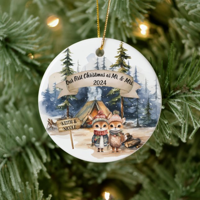 First Cute Christmas Newlywed Keepsake Ornament (Tree)