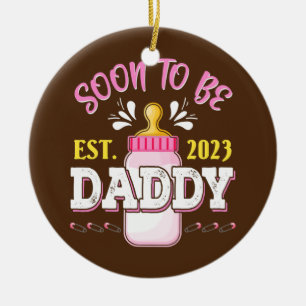 First Daddy New Dad Gift Soon To Be Daddy Est Ceramic Tree Decoration