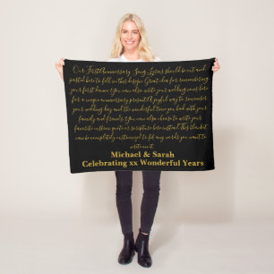 First Dance Song Lyrics Anniversary Gift Vows 10th Fleece Blanket