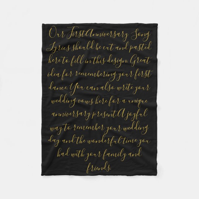First Dance Song Lyrics Anniversary Gift Vows 25th Fleece Blanket (Front)
