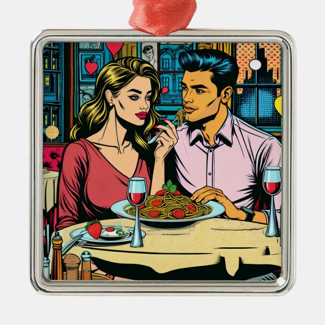 First Date | Spaghettis Dinner Metal Tree Decoration (Front)